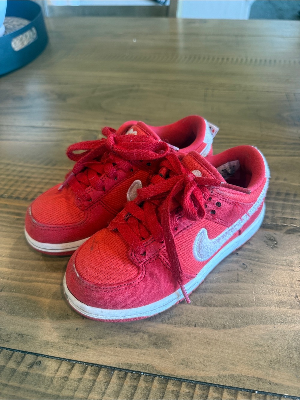 Nike Kids Red Low-Top Sneakers with White Swoosh